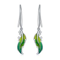 1 Pair IG Style French Style Modern Style Leaf Enamel Inlay Sterling Silver Zircon Drop Earrings sku image 1