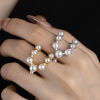 Classic Style Korean Style Geometric Solid Color Alloy Inlay Imitation Pearl Women's Open Rings main image 1