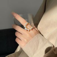 Classic Style Korean Style Geometric Solid Color Alloy Inlay Imitation Pearl Women's Open Rings main image 3