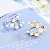 Classic Style Korean Style Geometric Solid Color Alloy Inlay Imitation Pearl Women's Open Rings main image 4