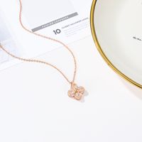 304 Stainless Steel Rose Gold Plated Elegant Sweet Simple Style Plating Inlay Flower Zircon Pendant Necklace main image 6