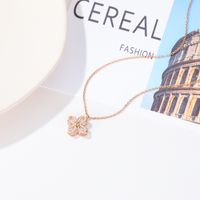 304 Stainless Steel Rose Gold Plated Elegant Sweet Simple Style Plating Inlay Flower Zircon Pendant Necklace main image 4