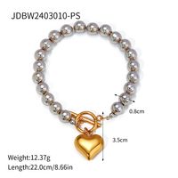 304 Stainless Steel 18K Gold Plated Simple Style Classic Style Plating Heart Shape Bracelets main image 3