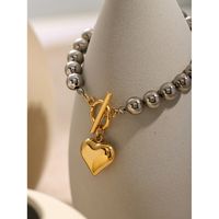 304 Stainless Steel 18K Gold Plated Simple Style Classic Style Plating Heart Shape Bracelets main image 4