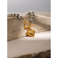 304 Stainless Steel 18K Gold Plated Simple Style Classic Style Plating Heart Shape Bracelets main image 5