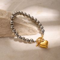 304 Stainless Steel 18K Gold Plated Simple Style Classic Style Plating Heart Shape Bracelets main image 2