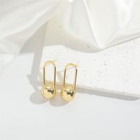 1 Pair Vintage Style Simple Style Commute Geometric Heart Shape Enamel Inlay Copper ABS Pearl Zircon Hoop Earrings Ear Studs sku image 3