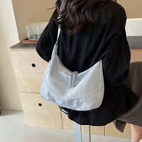 Women's Medium Cloth Solid Color Basic Classic Style Sewing Thread Zipper Crossbody Bag main image 2