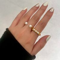 Exaggerated French Style Color Block 304 Stainless Steel 18K Gold Plated Shell Rings In Bulk main image 3