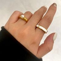 Exaggerated French Style Color Block 304 Stainless Steel 18K Gold Plated Shell Rings In Bulk main image 4