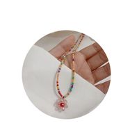 Wholesale Jewelry Simple Style Classic Style Flower Artificial Crystal Glass Beaded Pendant Necklace main image 3