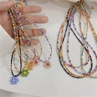 Wholesale Jewelry Simple Style Classic Style Flower Artificial Crystal Glass Beaded Pendant Necklace main image 2