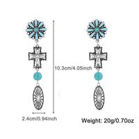IG Style Retro Cross Flower Alloy Plating Inlay Turquoise Women's Earrings Necklace main image 2