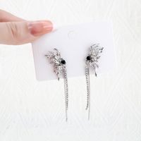 1 Pair Commute Cool Style Geometric Chain Inlay Alloy Rhinestones Silver Plated Drop Earrings main image 1