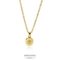 316L Stainless Steel  Copper Gold Plated Simple Style Classic Style Plating Constellation Pendant Necklace main image 5