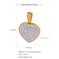 1 Piece 316L Stainless Steel  Zircon Heart Shape Pendant sku image 1