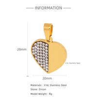 1 Piece 316L Stainless Steel  Zircon Heart Shape Pendant sku image 4