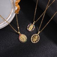 316L Stainless Steel  Simple Style Classic Style Inlay Color Block Zircon Pendant Necklace main image 1