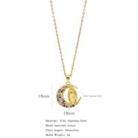 316L Stainless Steel  Simple Style Classic Style Inlay Color Block Zircon Pendant Necklace main image 4