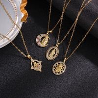 316L Stainless Steel  Simple Style Classic Style Inlay Color Block Zircon Pendant Necklace main image 2