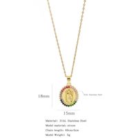 316L Stainless Steel  Simple Style Classic Style Inlay Color Block Zircon Pendant Necklace sku image 1