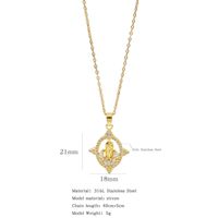 316L Stainless Steel  Simple Style Classic Style Inlay Color Block Zircon Pendant Necklace sku image 10