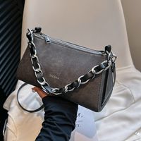 Femmes Moyen Faux Cuir Couleur Unie Style Classique Fermeture Éclair Sac Bandoulière main image 9