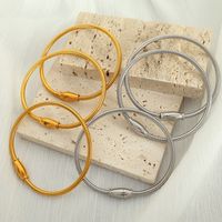 Acier Au Titane Plaqué Or 18K Style Simple Rond Placage Lignes Bracelets main image 2