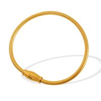 Titan Stahl 18 Karat Vergoldet Einfacher Stil Runden Überzug Linien Armbänder main image 6