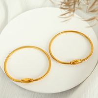 Titanium Steel 18K Gold Plated Simple Style Round Plating Lines Bracelets main image 3