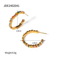 1 Pair Simple Style Classic Style Color Block Plating Inlay 316 Stainless Steel  Zircon 18K Gold Plated Ear Studs main image 3