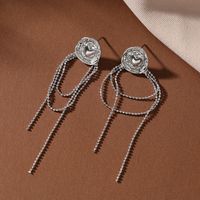 1 Pair Simple Style Classic Style Solid Color Inlay Alloy Rhinestones Drop Earrings main image 4