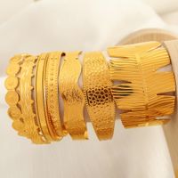 Titanium Steel 18K Gold Plated Vintage Style Simple Style Plating Irregular Leaves Bangle main image 11