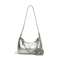 Women's Medium Pu Leather Solid Color Classic Style Zipper Underarm Bag sku image 3