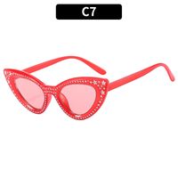 Cool Style Color Block Ac Cat Eye Rhinestone Full Frame Women's Sunglasses sku image 13