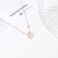 304 Stainless Steel Rose Gold Plated Elegant Sweet Plating Inlay Flower Shell Pendant Necklace main image 4