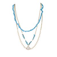 Wholesale Jewelry Casual Irregular Shell 304 Stainless Steel Beaded Gravel 18K Gold Plated Three Layer Necklace sku image 4