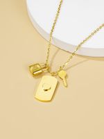 304 Stainless Steel Titanium Steel 18K Gold Plated Simple Style Classic Style Polishing Plating Heart Shape Key Lock Pendant Necklace main image 4