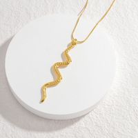 Steel 18K Gold Plated Simple Style Classic Style Twist Snake Titanium Steel Pendant Necklace sku image 2