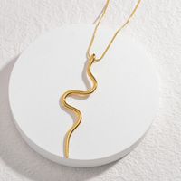 Steel 18K Gold Plated Simple Style Classic Style Twist Snake Titanium Steel Pendant Necklace sku image 1