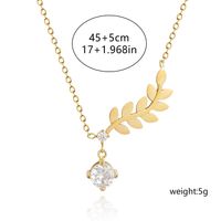 304 Stainless Steel Gold Plated Simple Style Classic Style Plating Leaves Pendant Necklace main image 5