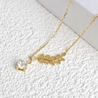 304 Stainless Steel Gold Plated Simple Style Classic Style Plating Leaves Pendant Necklace main image 4