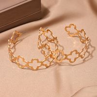 1 Pair Simple Style Classic Style Four Leaf Clover Hollow Out Alloy Earrings main image 2