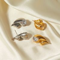 1 Pair Simple Style Classic Style Water Droplets Plating Inlay 316 Stainless Steel  18K Gold Plated Ear Studs main image 6