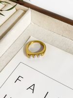 Exaggerated French Style Color Block 304 Stainless Steel 18K Gold Plated Shell Rings In Bulk sku image 2