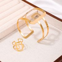 Luxurious Formal Geometric Square Alloy Hollow Out 14K Gold Plated Women's Rings Bracelets main image 3
