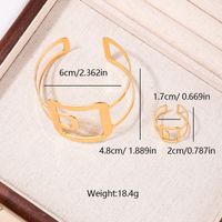Luxurious Formal Geometric Square Alloy Hollow Out 14K Gold Plated Women's Rings Bracelets main image 2