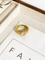 Exaggerated French Style Color Block 304 Stainless Steel 18K Gold Plated Shell Rings In Bulk sku image 6