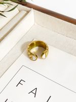 Exaggerated French Style Color Block 304 Stainless Steel 18K Gold Plated Shell Rings In Bulk sku image 7