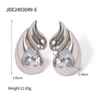 1 Pair Simple Style Classic Style Water Droplets Plating Inlay 316 Stainless Steel  18K Gold Plated Ear Studs sku image 1